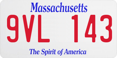 MA license plate 9VL143