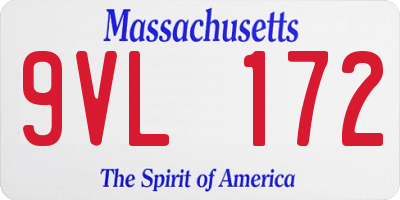MA license plate 9VL172