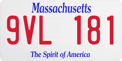 MA license plate 9VL181