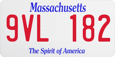 MA license plate 9VL182