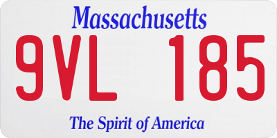 MA license plate 9VL185