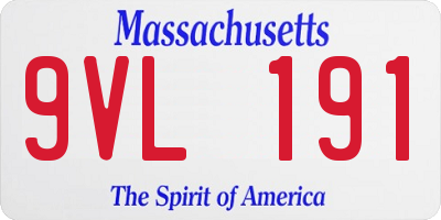 MA license plate 9VL191