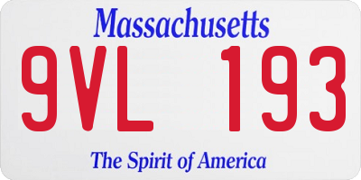 MA license plate 9VL193