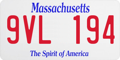MA license plate 9VL194