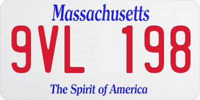 MA license plate 9VL198