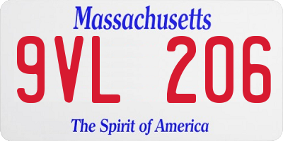 MA license plate 9VL206