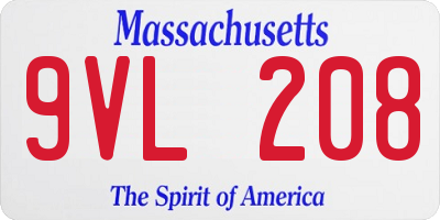 MA license plate 9VL208