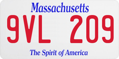 MA license plate 9VL209