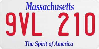 MA license plate 9VL210