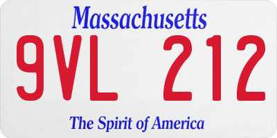 MA license plate 9VL212
