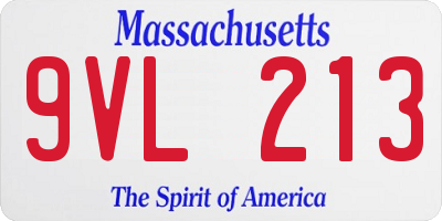 MA license plate 9VL213