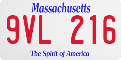 MA license plate 9VL216