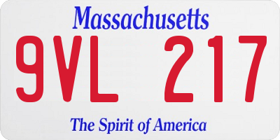 MA license plate 9VL217