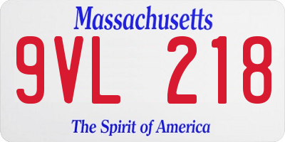 MA license plate 9VL218
