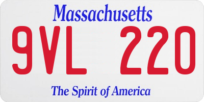 MA license plate 9VL220
