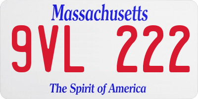 MA license plate 9VL222