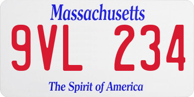 MA license plate 9VL234