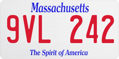 MA license plate 9VL242