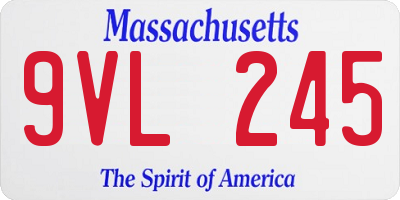 MA license plate 9VL245