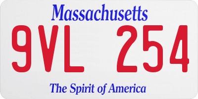 MA license plate 9VL254