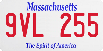 MA license plate 9VL255