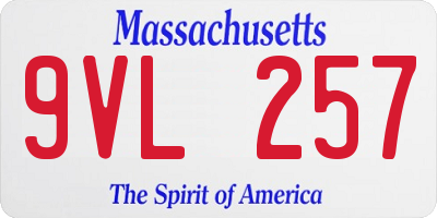 MA license plate 9VL257