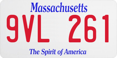 MA license plate 9VL261