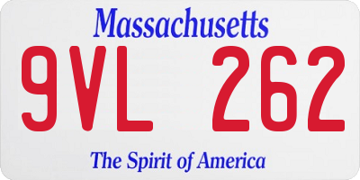 MA license plate 9VL262