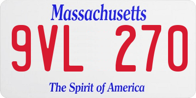 MA license plate 9VL270