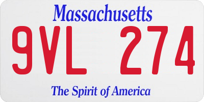 MA license plate 9VL274