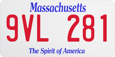 MA license plate 9VL281