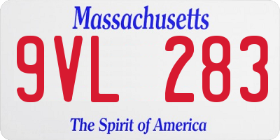 MA license plate 9VL283