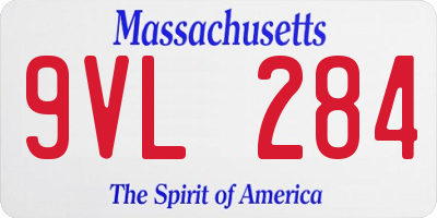 MA license plate 9VL284