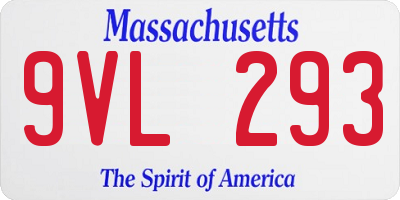 MA license plate 9VL293