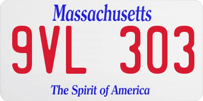 MA license plate 9VL303