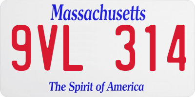 MA license plate 9VL314