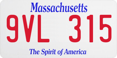 MA license plate 9VL315