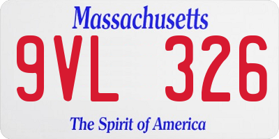 MA license plate 9VL326
