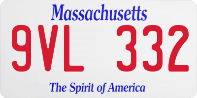 MA license plate 9VL332