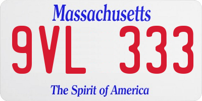MA license plate 9VL333