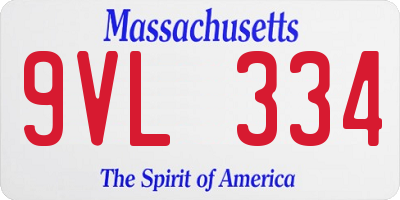 MA license plate 9VL334