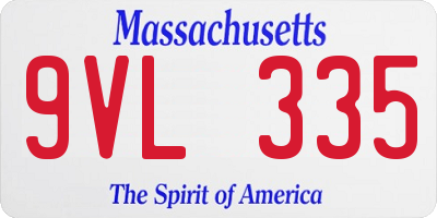 MA license plate 9VL335