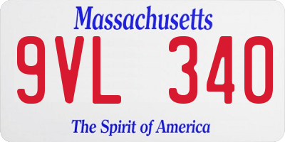 MA license plate 9VL340