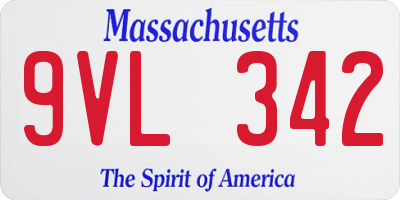 MA license plate 9VL342