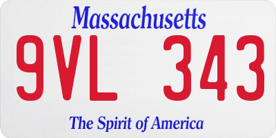 MA license plate 9VL343