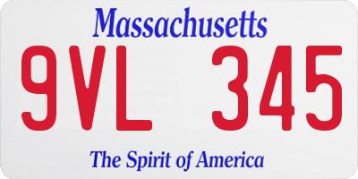 MA license plate 9VL345