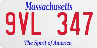 MA license plate 9VL347