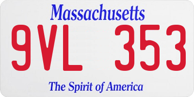 MA license plate 9VL353