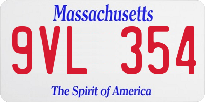 MA license plate 9VL354