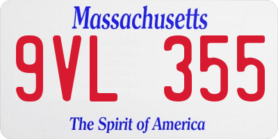 MA license plate 9VL355